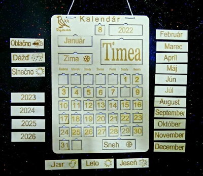 Dreveno- magnetický kalendár s vlastným menom