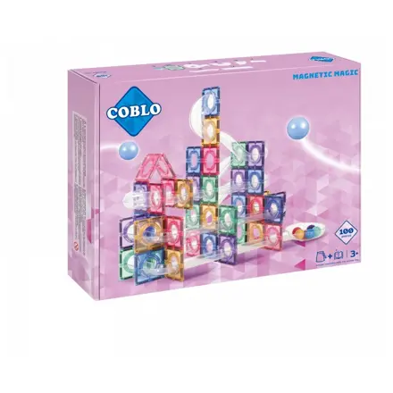 COBLO - Magnetická stavebnica - guličková dráha - 100 dielov - Pastel