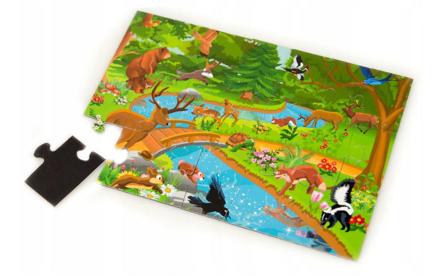 Puzzle magnetky - Zvieratká v lese 21 dielov