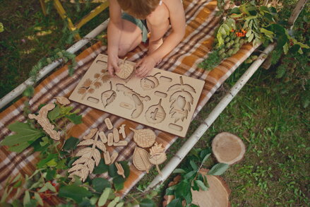 Čo spadlo zo stromu 2  -edukačné puzzle v sloveskom jazyku
