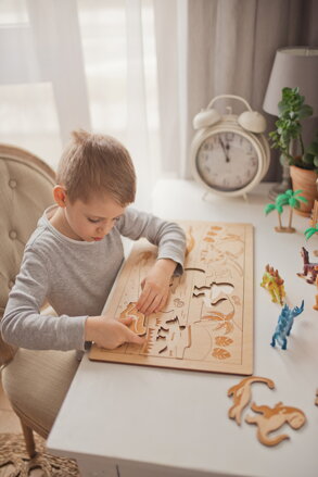 Dinosaurus drevené puzzle