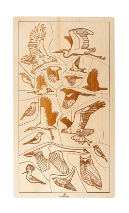 Vtáky našich lesov -25% - drevené edukačné puzzle