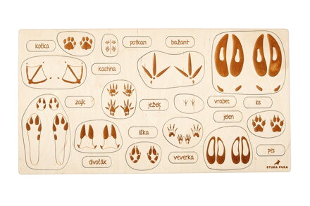 Stopy zvierat -40% - drevené edukačné puzzle  v českom jazyku