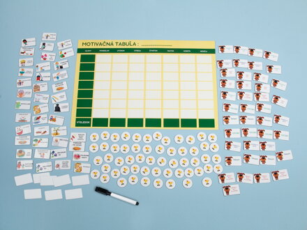 Motivačná magnetická fólia zelenej farby so 154 magnetkami o rozmere 475mm x 315mm