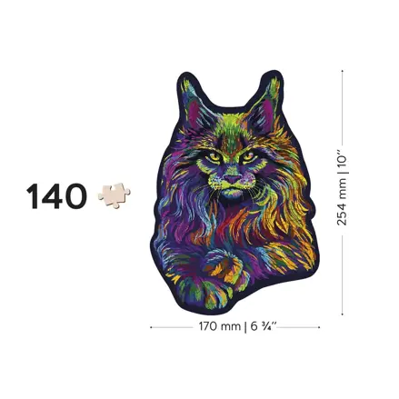 Drevené puzzle -50% v tvare zvieratiek 140 Dúhová mačka
