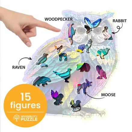 Drevené puzzle -50% v tvare zvieratiek 150 Módna Sova