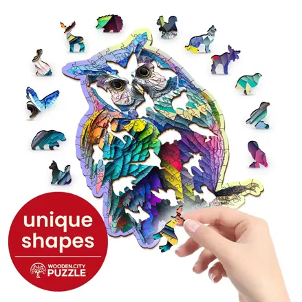 Drevené puzzle -50% v tvare zvieratiek 150 Módna Sova