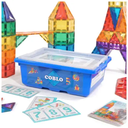COBLO  Magnetická stavebnica 200 dielov - Školský box s kartičkami