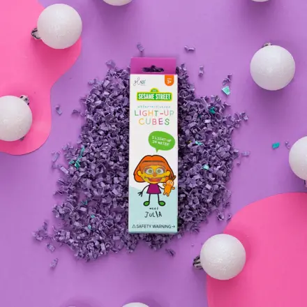 Senzorické kocky svietiace GLO PALS - oranžová JÚLIA  Sezamová ulica