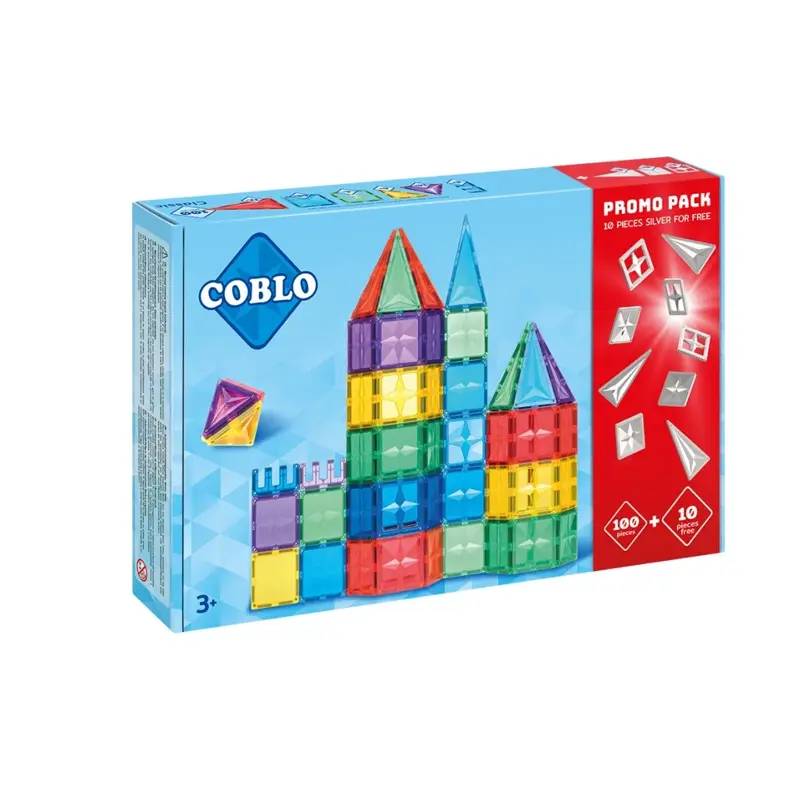 COBLO - Magnetická stavebnica 100 dielov Classic + 10 strieborných dielov zadarmo