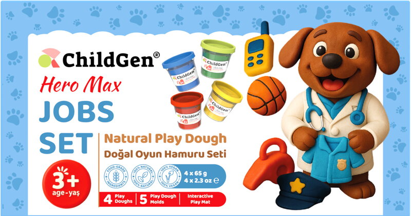ChildGen, kreatívna sada PAW PALS Hero Max 4 ks plastelíny, formičky, podložka Profesie - Práca ChildGen, kreatívna sada PAW PALS Hero Max 4 ks plastelíny, formičky, podložka Profesie - Práca