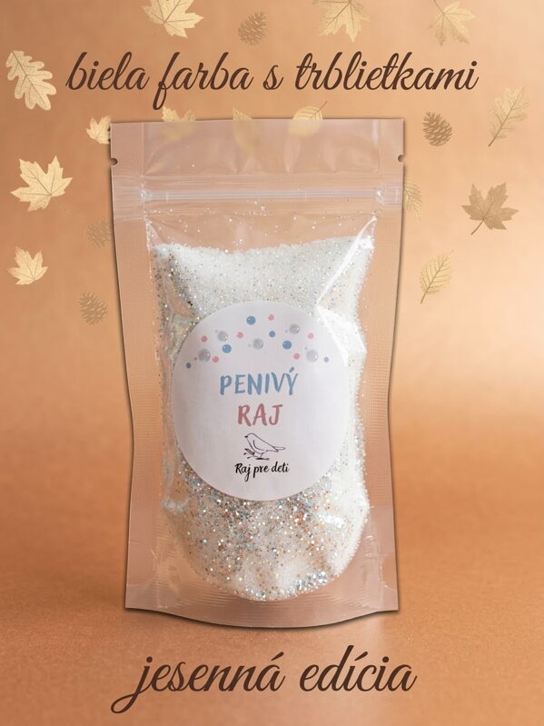 Penivý Raj biely s trblietkami - jesenná edícia